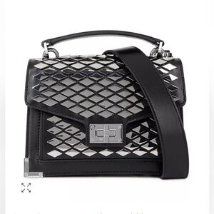 The Kooples Emily Studded Leather Satchel Bag Black NWT Crossbody